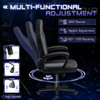 Office Gaming Chair High Back Leather Computer Chairs Ergonomic Height Adjustable Racing Game Desk Chair Executive Conference Task Chair (Grey)