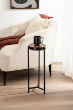 Kate and Laurel Aguilar Modern Drink Table, 9 x 9 x 23, Amber Glass and Black, Unique Round Glass Mini Table for Use as Bathroom Accent Table or Pedestal Martini Table