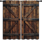 Country Farmhouse Door Boy Girls Blackout Curtains,Rustic Wood Vintage Farm Wooden Barn Door, 2 Panel Rod Pocket Thermal Insulated Drapes for Bedroom, Living, Kids Teen Room Deco 42x45 inch