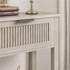 GAOMON Entryway Table with 2 Drawers, Farmhouse 43 Inch Wood Fluted Console Table with Shelf, 2 Tier Sofa Table with Storage for Living Room, Foyer Tables for Entryway - Grey