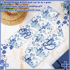 Mindsoft 2 Pcs Monogram Wreath Sashes for Front Door Letter R Embroidery Chinoiserie Wreath Sash 56.2 Inch Blue and White Door Decorations for Porch Yard Bridal Shower Housewarming Gift