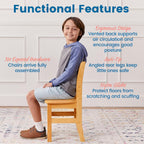 ECR4Kids Three Rung Ladderback Chair, 14in Seat Height, Classroom Seating, Honey, 2-Pack