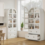 CABIHOME 72" Tall Arched Kitchen Pantry Cabinet, Freestanding Farmhouse Storage Cupboard with Doors, Drawers & Shelves, Versatile Wooden Organizer for Dining Room, Living Room, White