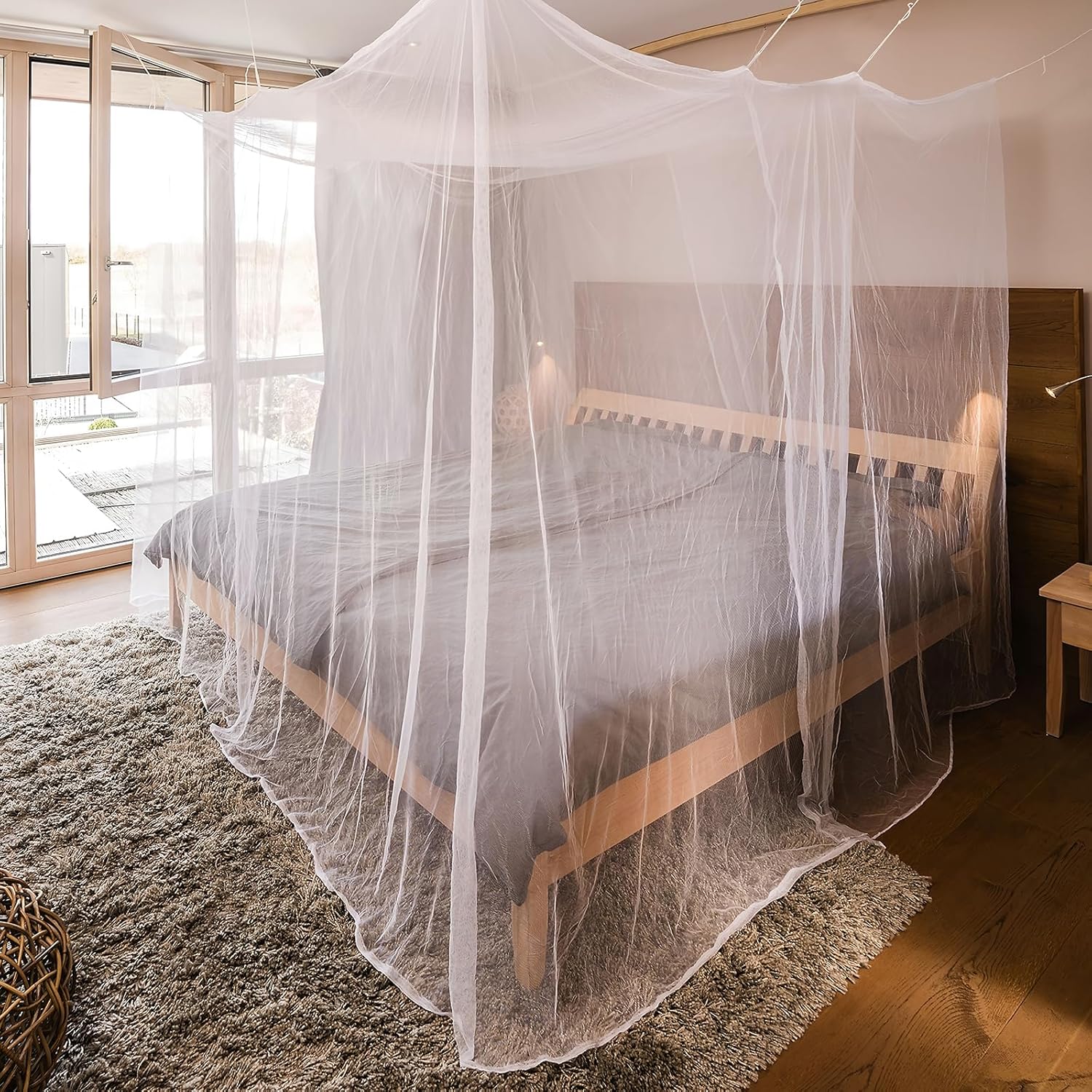 Mosquito Net for Bed Mosquiteros Cameros para Cuba One Side Opening White Bed Canopy Netting for Bedroom Camping Outdoor Travel (L75 X W35 X H63 Inch)