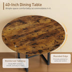 RALGEND Round Dining Table Set for 4, 5-Piece Kitchen Table and Chairs with Storage Shelf, Circle Dinner Table Set with Wooden Tabletop & Metal Legs, for Kitchen & Dining Room, Rustic Brown and Black
