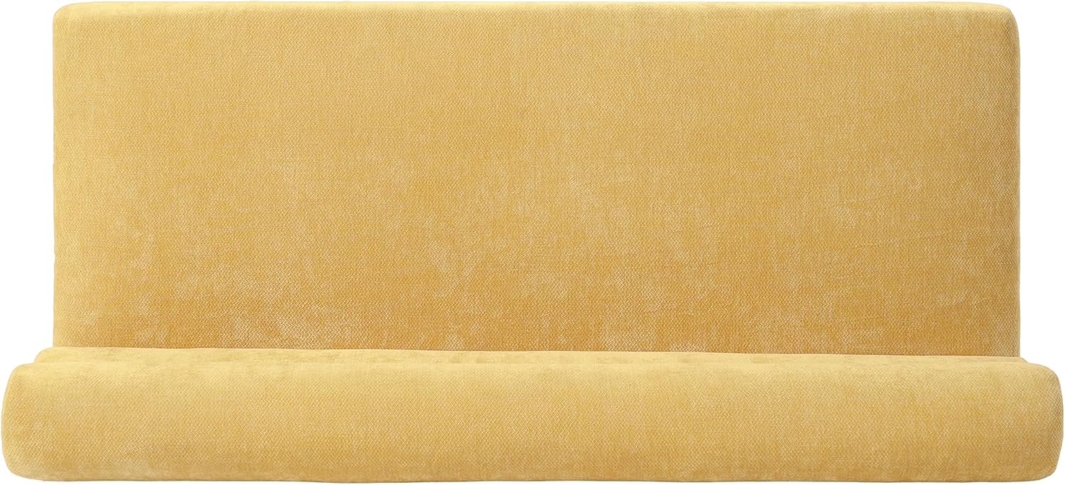 Christopher Knight Home Wally Fabric Upholstered Dining Bench, Long Dining Room Chair, Wooden Entryway Bench, Bedroom End of Bed Bench, Yellow+Natural