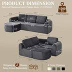 108” Modular Sectional Sofa, Boneless Couches for Living Room, Deep Seat L-Shape Cloud Couch with Chaise, Comfy Sofa Freely Change Configurations No Assembly Required, Soft Plush Corduroy Fabric(Grey)