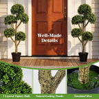 Goplus 46" Artificial Boxwood Topiary Tree, Fake Potted Boxwood Tree with 5 Ball-Shaped Topiaries, Realistic Decorative Faux Outdoor Plant for Indoor, Front Porch, Patio, Home, Office (1)