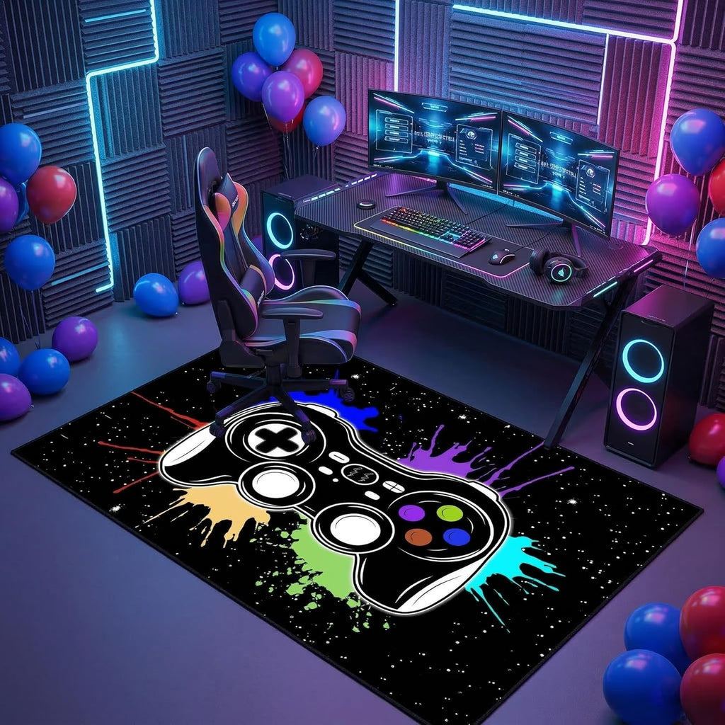 Gamer Rugs for Boys Bedroom Cartoon Painting Gaming Rug for Teens Cool Game Room Decor Gaming Carpet for Dining Living Room Playroom Floor Mats, 2'x3'