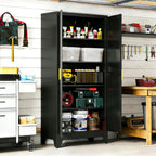 71" H Black Metal Storage Cabinets,Garage Storage Cabinet,Tall Pantry Cabinet with Doors,Kitchen Food Storage Cabinet,Farmhouse Storage Cabinets for Kitchen, Dining Room