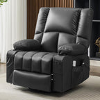 Oversized Recliner Chairs for Adults, 270° Swivel Rocker Recliner with Heat and Massage Lazy Boy Recliner, Recliner Chairs Single Sofa Seat with Cup Holders (Black, Electric)