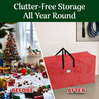 Christmas Tree Storage Bag - Waterproof Bag Holds 9-Foot Artificial Trees, Holiday Decorations, Inflatables, Garland, and More by Elf Stor (Red)