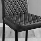Furniturebox Milan Bar Stools - Contemporary Black Faux Leather Stools for Kitchen or Dining Room - Set of 2 with Soft Seats and Black Legs