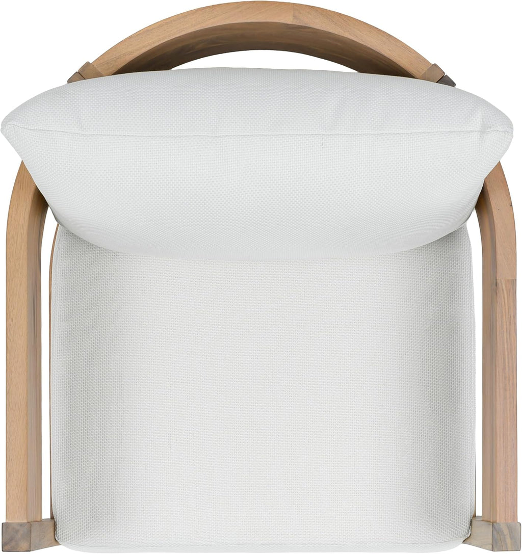 SAFAVIEH Outdoor - Theo Armchair Set of 2 - Oak & Ivory - Solid Wood with Cushion - Mid-Century Slatted Frame Design - Ideal for Patio, Deck, Porch, Backyard, 15" Seat Height (PAT7087B-SET2)
