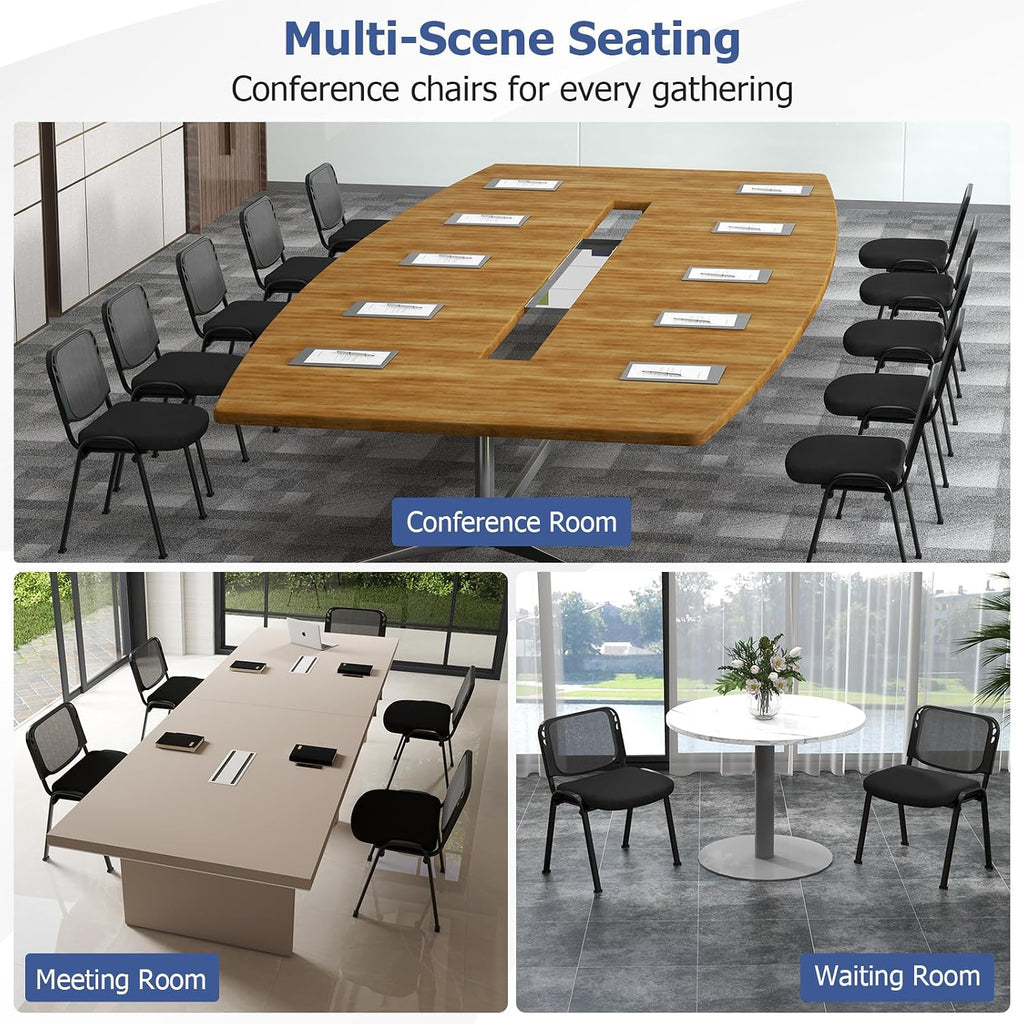 Giantex Set of 10 Office Guest Chair, Stackable Waiting Room Chair with Padded Seat, Metal Frame, 330Lbs Capacity, Conference Room Chair, Reception Chair for Lobby, Training Room, Meeting Room