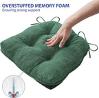 IPYNBAP Chair Cushions for Dining Chairs Set of 4, Kitchen Chair Cushions, Chair Pads with Ties Non Slip Backing, Christmas Room Decor, Tufted Memory Foam Seat Cushion 4 Pack, 15.5x15.5x4, Dark Green