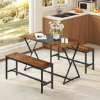 HOOBRO Dining Benches, Pair of 2 Industrial Kitchen Table Benches, Wooden Indoor Benches, Durable and Stable, for Dining Room, Kitchen, Living Room, Bedroom, Rustic Brown BF02CD01