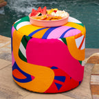 Jaxx Spring Indoor/Outdoor Bean Bag Pouf Ottoman, Zuri Multicolor Pattern