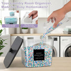 POLRAI Laundry Pod Containers and Dryer Sheet Holder and Laundry Detergent Dispenser Clear Laundry Room Organization and Storage with Wooden Lids Labels and spoon （2+1+1 Pack）