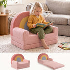 little dove Extra Wide Soft Kids Couch Fold Out, 2-in-1 Kids Couch, Convertible Kid Sofa, Kid Furniture for Playroom, Ideal Gifts for Boys & Girls Ages 3+, Pink