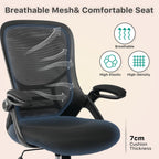 HYLONE Drafting Chair Tall Office Chair High-Back Mesh Standing Desk Stool with Adjustable Footrest Ring and Flip-Up Arms Black