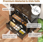 71" Tall Arched Pantry Cabinet, Modern Farmhouse Storage with Glass Doors, 2 Large Drawers, Anti-Tipping Device, Versatile for Kitchen Dining Room Bathroom, 71"x30"x16" (Black)
