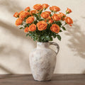 Enra Rustic Terracotta Vase with Handle, Textured Ceramic Home Decor | 8.85 Inch Vase with Farmhouse Style for Living Room, Shelf, Table Centerpiece and Home Decoration