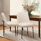 COLAMY Modern Dining Chairs Set of 4, Upholstered Dining Room Chairs Dinner Chair Kitchen Chairs with Curved Back and Metal Legs, Beige