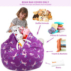 Aubliss Stuffed Animal Bean Bag Storage Chair (Purple Unicorn, X-Large (48''))