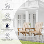 Kullavik Dual-Mode Adirondack Chairs Set of 4 with 2pcs Side Table, HDPE All-Weather Patio Chairs, Outdoor Lawn Chairs for Garden Backyard Porch Pool Deck Firepit, Teak