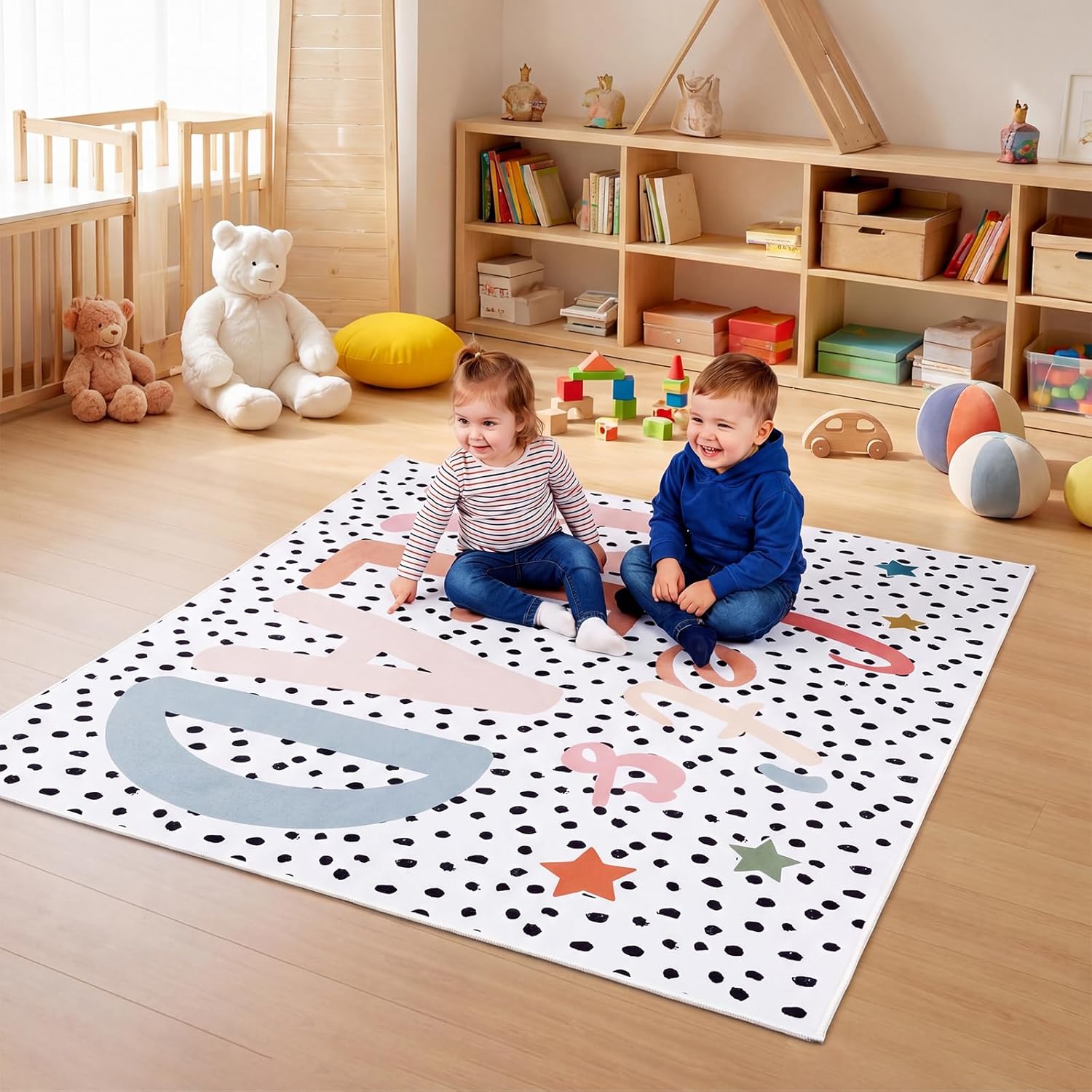 Drydiet Let's Read Carpet 47×39 Inch Colorful Floor Mat Washable Non-Slip Boho Classroom Reading Nook Must Haves Read Sign for First Day End of the Year School Home School Dorm Library Party Decor
