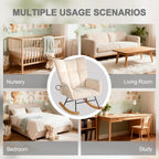 Rocking Chair Nursery with Airbag, Nursery Rocking Reading Chair Indoor, Cozy Upholstered Glider Rocker Chairs for Living Room Bedroom Offices, Sillas Mecedoras(Chenille, Beige)
