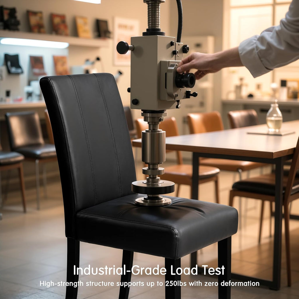 CHUN YI Dining Chairs Set of 4, Faux Leather Dining Room Chairs, Upholstered Parsons Chairs for Kitchen with Sturdy Wood Legs, Black (Only Chair)