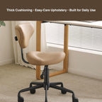 Ergonomic Saddle Seat Adjustable Pneumatic Hydraulic Drafting Swivel Rolling Stool Chair for Medical Hygienic SPA Massage Salon Home and Office - Hilo 508 (Tan, with Backrest)