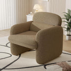 Furniliving 30.5" Chenille Accent Chair, Modern Upholstered Armchair with Solid Wood Legs, Comfy Reading Chair for Living Room Bedroom, Wide Single Sofa Chair（Yellow，Set of 1）