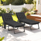 Outsunny Chaise Lounge Chair Outdoor Set of 2, 5-Position Reclining Pool Lounge Chairs with Cushions, Side Pocket, Headrest, Folding Lounger Tanning Chair Camping Cot for Patio, Beach, Black