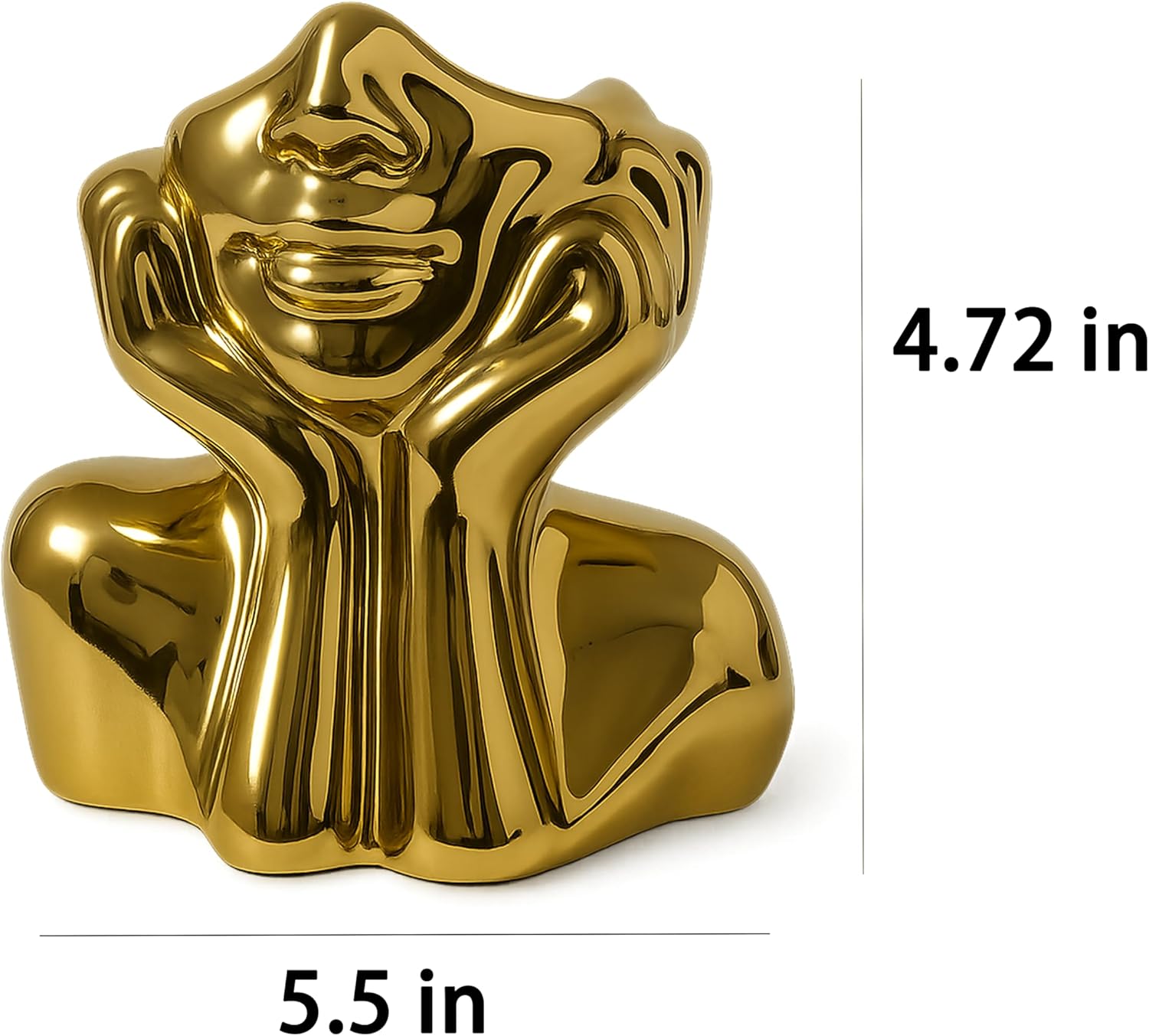Face Vase Unique Ceramic Vase for Room,Office,Home Decor,Gold,Set