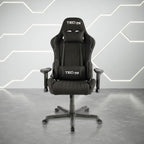 Techni Sport High Back Racing Chair with Foam Seat and Padded Arms, Reclining Gaming Chair with Height and Tilt Adjustment, Black
