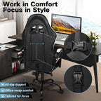 Xcity Gaming Chair, Height Adjustable Desk Chair with 90°-155° Reclining Backrest & Footrest,Ergonomic Computer Chair Supports Up to 330 lbs for Gamer, Office and Home (Black & White)