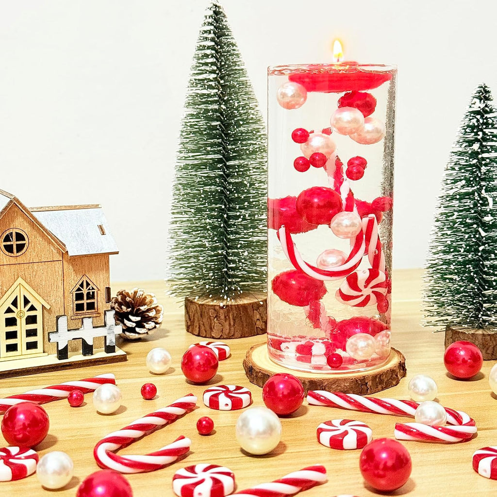 Christmas Vase Filler 10091 PCS Red White Vase Filler Beads Water Beads Candy Cane Christmas Vase Filler for Holiday Party Decor