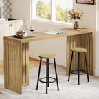 Tribesigns Bar Table, 63-Inch Counter Height Pub Table, Industrial Bar Height Table, Rectangular High Top Kitchen & Dining Counter Tables with Louvered Base for Narrow Space, Natural