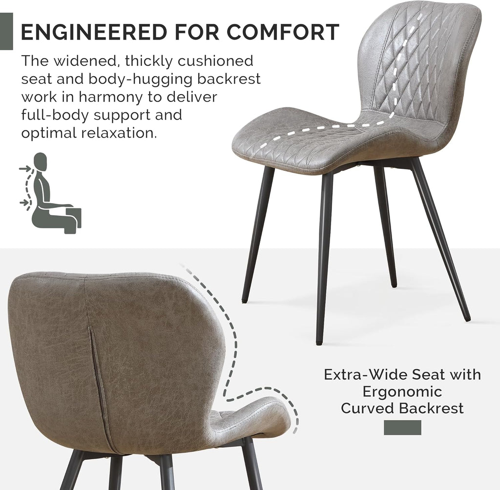 Dining Chairs Set of 4, Comfy Modern Dining Chairs with Thick Cushions, Upholstered Fabric Kitchen Side Chairs with Adjustable Metal Legs for Dining Room (Light Grey)