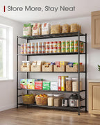 Sakugi Garage Shelving - 5-Tier Garage Shelving - Large Capacity Storage Shelves, Robust & Rustproof Metal Shelf Organizer for Garage, Pantry, Kitchen, 47.5" x 12.5" x 61.0", Black