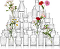 Glass Bud Vase Set of 32 Pcs, Vintage Clear Small Glass Vases for Flowers, Glass Bud Vases in Bulk, Mini Vase for Centerpieces, Wedding, Home Decor and Events