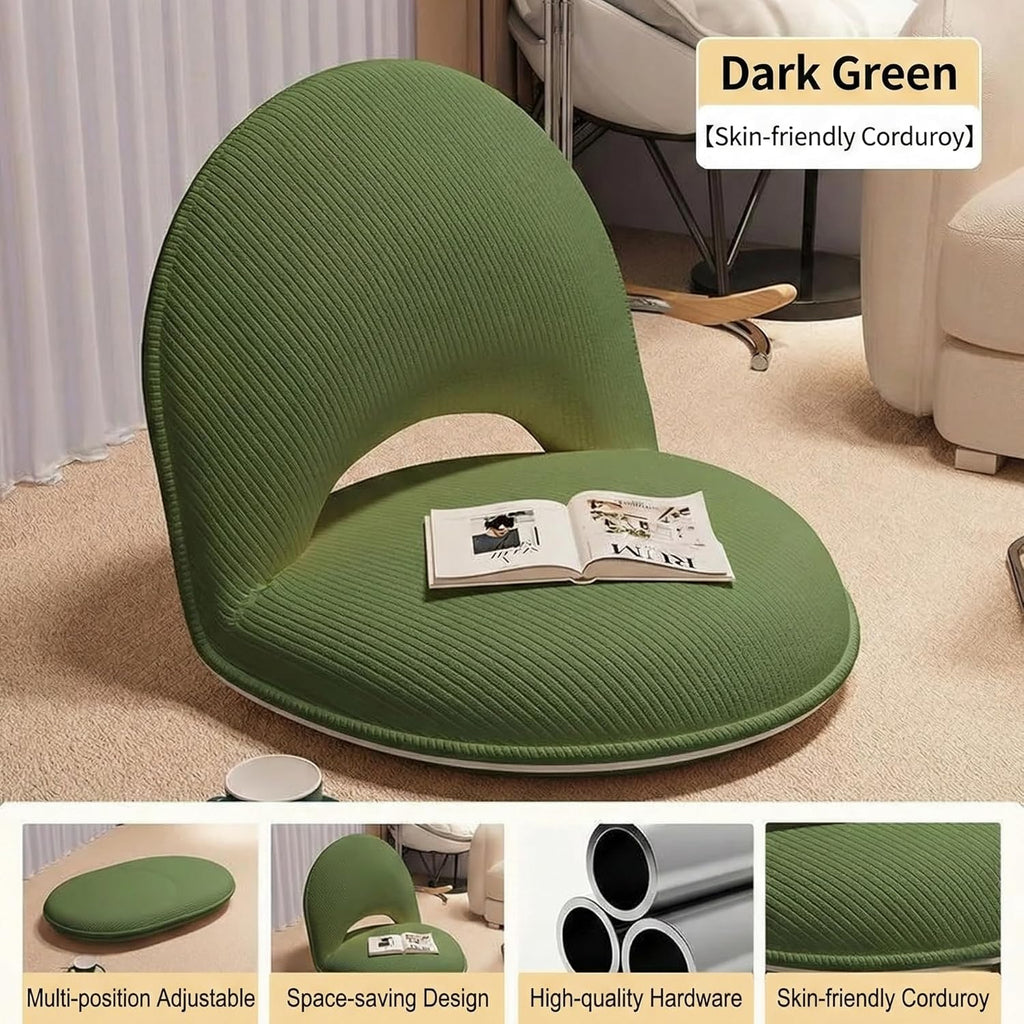 Foldable Floor Chair with Back Support, Tatami Style Floor Lounger for Bedroom, Bay Window, Balcony, Living Room, or Bedside – Single Seat with Backrest Cushion
