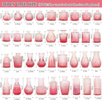 36Pcs Valentine's Day Bud Vases Set Small Vintage Glass Bottles Pink Bud Vases in Bulk Multiple Shape Cute Glass Vases for Rustic Wedding Centerpieces Table Decorations and Home Decor(Pink)