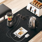 GarveeHome 63" l-Shaped Convertible Bar Table Set with Power Outlets, 3-Piece Counter Height Dining Set for 2-4, Space Saving Kitchen Breakfast Nook Corner Table with 2 Stools