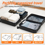 15 Pack Vacuum Storage Bags for Travel with Cordless Pump, Space Saver Bags for Clothes, Compression Packing Bags for Luggage, 15 Combo Size