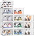 SIMPDIY Shoe Storage, 12 Pack Shoe Organizer for Closet, Shoe Boxes Clear Plastic Stackable Shoe Containers with Lids for Size 10
