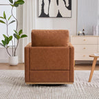Swivel Accent Chair, 30.7" W Upholstered Square Club Sofa, 360 Degree Rotating Comfortable Lounge Armchair for Living Room, Bedroom, Apartment, Nursery (Brown)